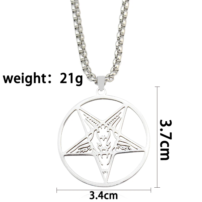 Talisman Baphomet Stainless Steel Necklace Goth Pagan Pentagram for Men Satan Gothic Goat Jewerly Satanic Amulet Lucifer