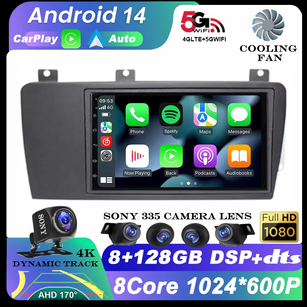 Android 14 Car Radio For Volvo XC70 V70 S60 2004 2005 2006 2007 2008 2009 Multimedia Stereo Player GPS Navigation 4G Carplay DSP