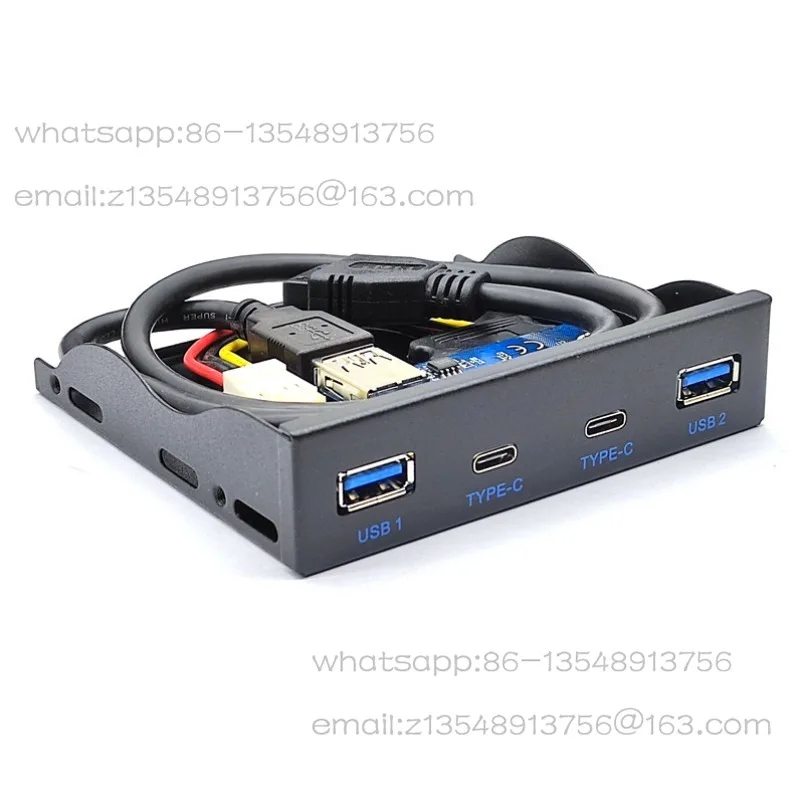 USB3.2 GEN1 front floppy drive optical drive position panel 5.25/3 inch 19PIN to dual TYPE-C USB port spot