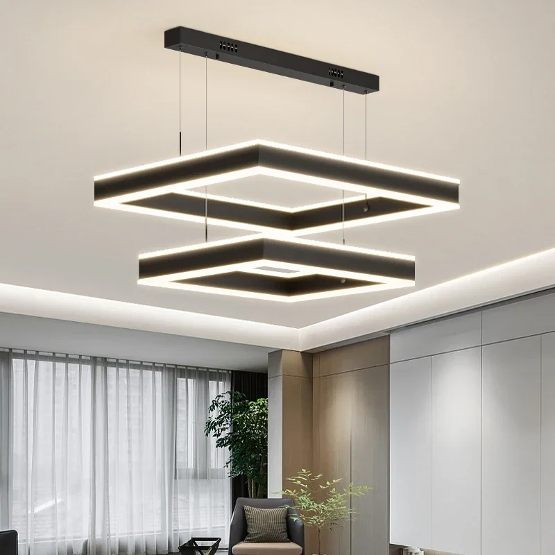 Lampadari a soffitto dall'atmosfera moderna Scala nordica minimalista Lampada a sospensione a lunga linea Villa Lampada a sospensione grande