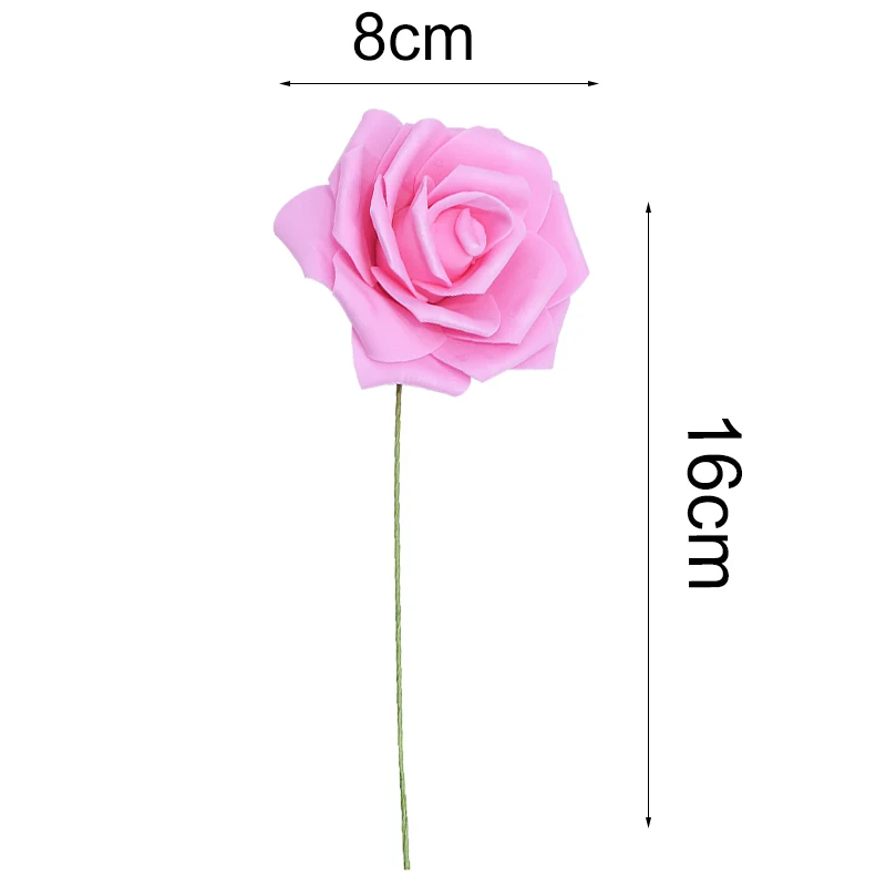 10/20/25/30Pcs White 8cm Foam Artificial Rose Flower With Rod Diy Home Decor Indoor Fake Flower Art Wedding Decoration Bouquet