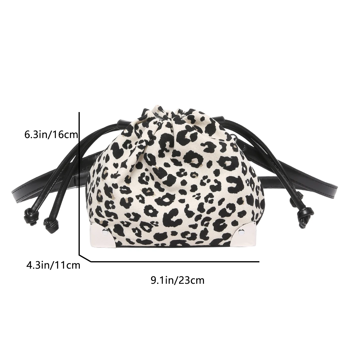 Small Drawstring Shoulder Bag For Women Brand Designer Handbag And Purse 2024 New Bucket Crossbody Bag Vintage Leopard Bolsas