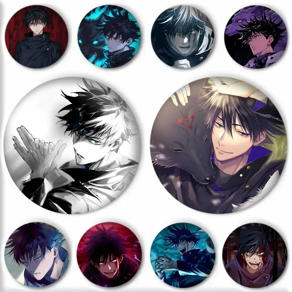 Anime Jujutsu K-Kaisen Fushiguro Megumi Badges Round Cosplay Pin Bag Decor Fans Collect Friends Gifts Brooch