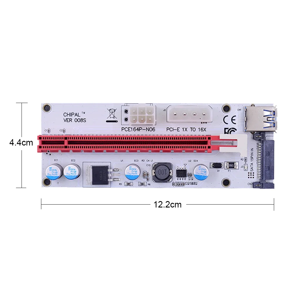 60cm PCI-E Riser Card PCIe 1x To 16x Adapter 4Pin 6Pin SATA Power USB 3.0 Cable for Bitcoin Miner Mining Expansion Converter