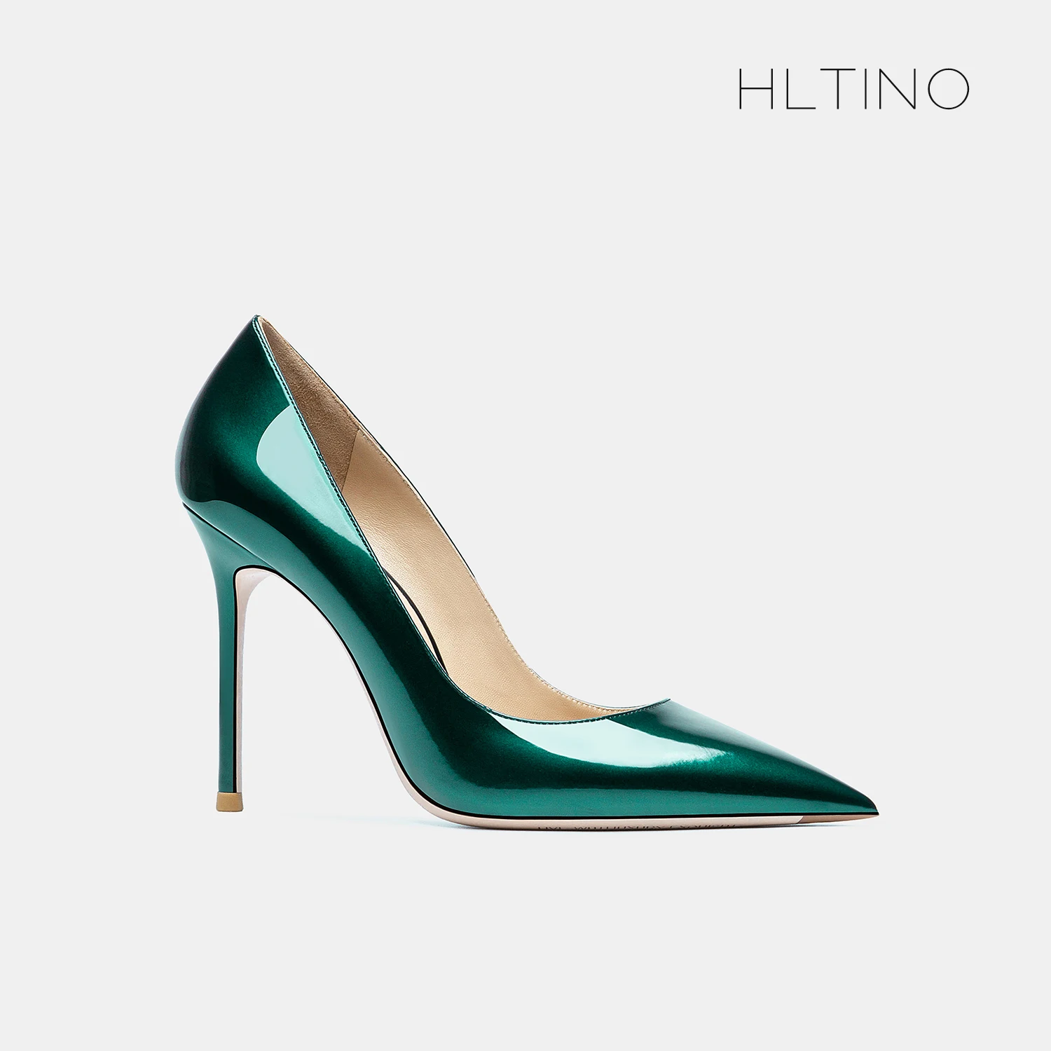 2025 New Luxury Green Lacquer Leather Women's High Heels Pointed Toe Shallow Mouth Stiletto Pumps Fashion Party Wedding Shoes