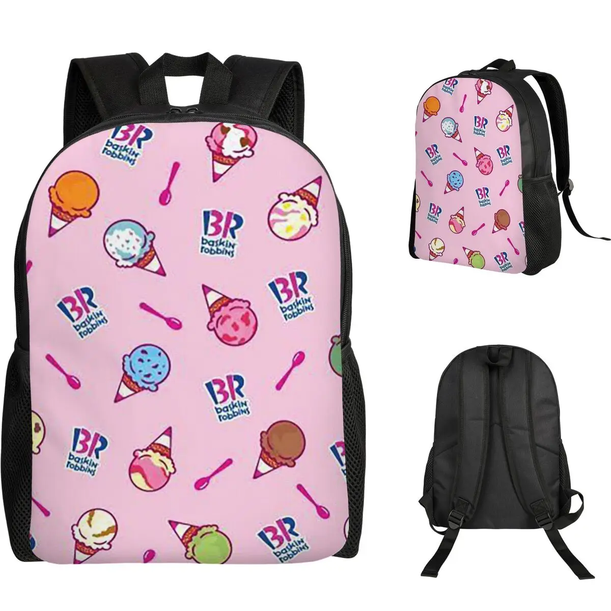 Baskin Robbins Ice Cream Student Backpack School Bag Hiking Travel Daypack for Boys Girls Fashion Bookbag Shoulder Bags