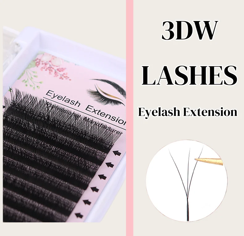 MARIA 3D W-Shaped Eyelashes Extensions 3 Tip C/D Curl High Quality Individual Lash Wholesale Natural Makeup Easy Fan