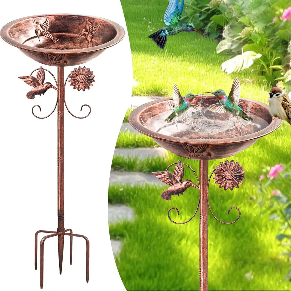 

Поилки для птиц для улицы, уличные кормушки для птиц с глубокой чашей, на 5-зубчатой подставке, большой емкости, отдельно стоящие кормушки для колибри