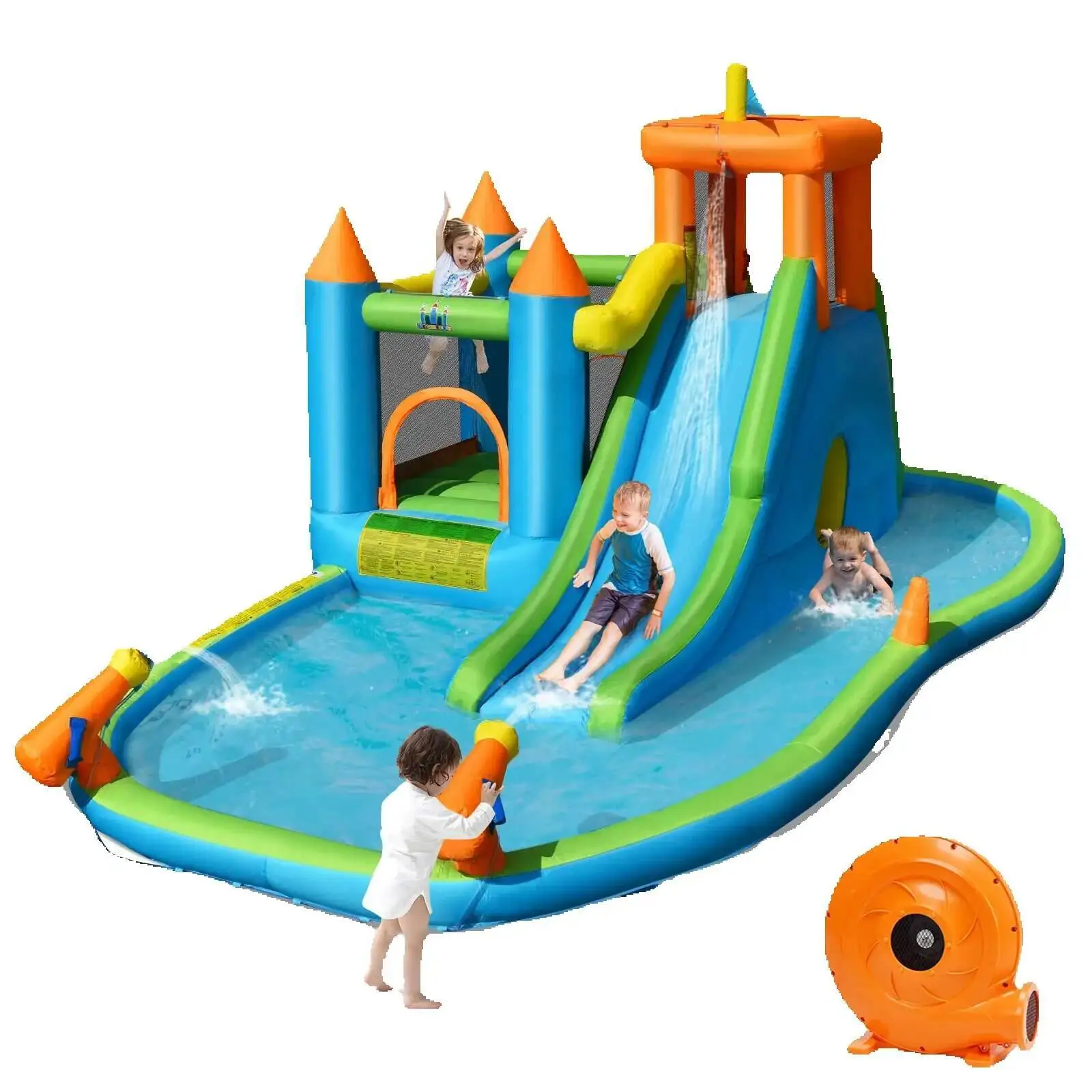 

Iatable Bountech Slide Kids Bounce House Splash Water Pool W/ Blower W/