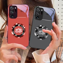 Circular Lotus Flower For Samsung Galaxy Note 8 9 10 PRO 20 Ultra A01 02 03 Core 04E 4G A10 12 13 5G Tempering Glass Phone Case
