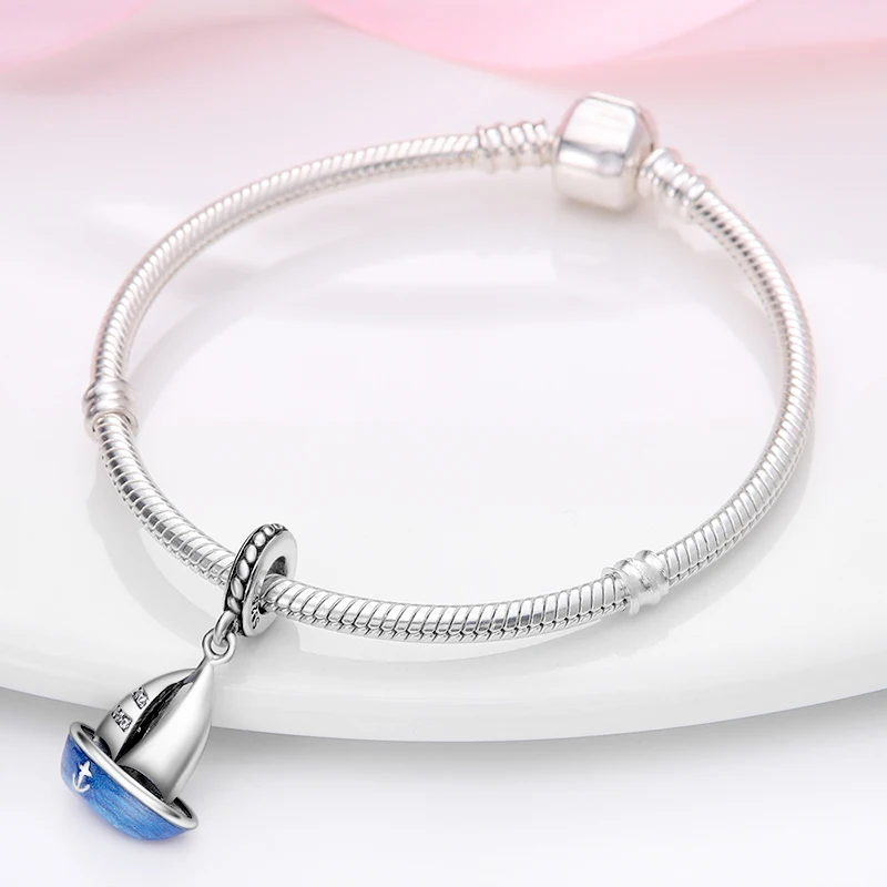 Summer 925 Sterling Silver Sailing Ship Lighthouse Luminous Ocean Series Charms Beads Fit Pan 925 Original Bracelets DIY Jewelry
