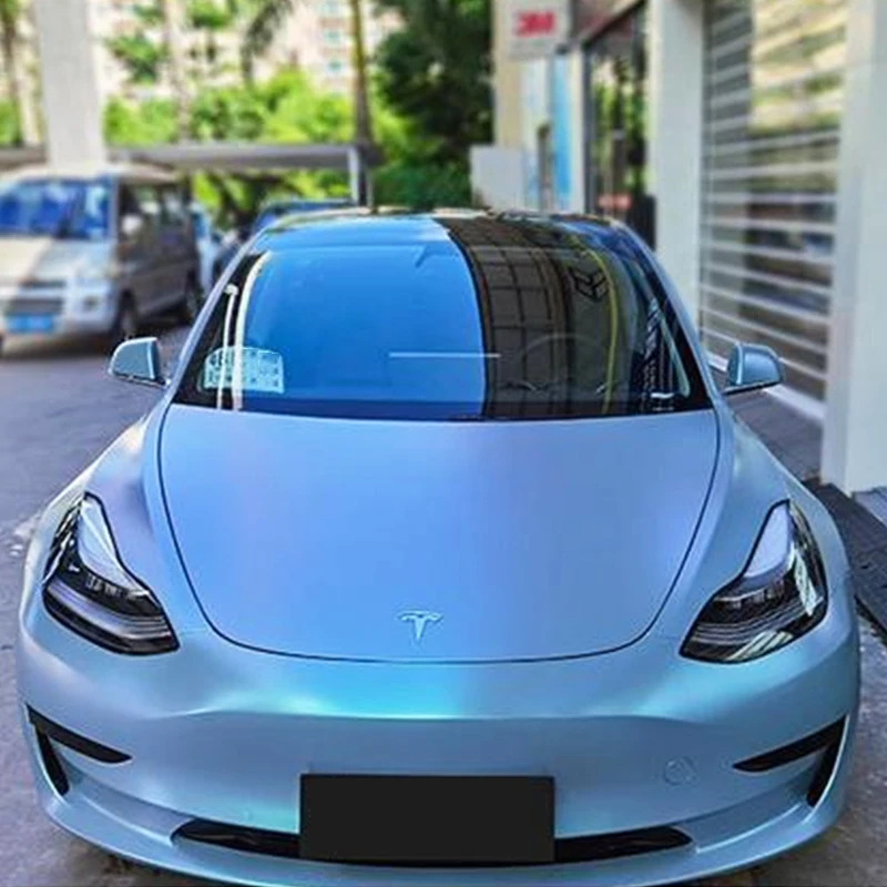 Diamond Gray Blue Chameleon Car Wrap Vinyl Chrome Color Shift Bubble Free Air Release Self Adhesive Film