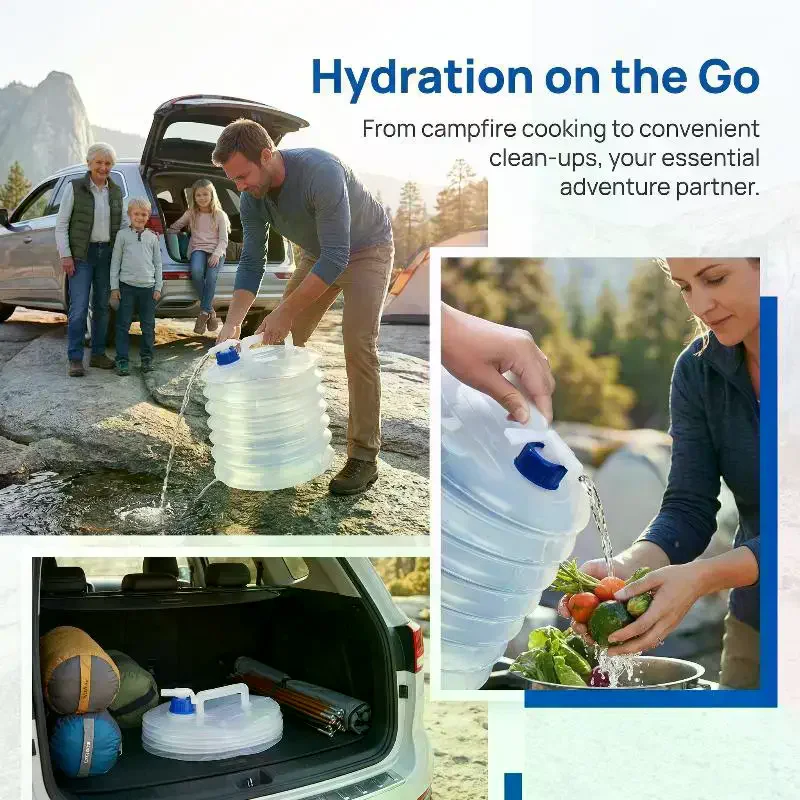 Collapsible Thickened Water Bucket Outdoor Portable Water Tank Car-mounted for Household Picnic and Emergency Water Storage