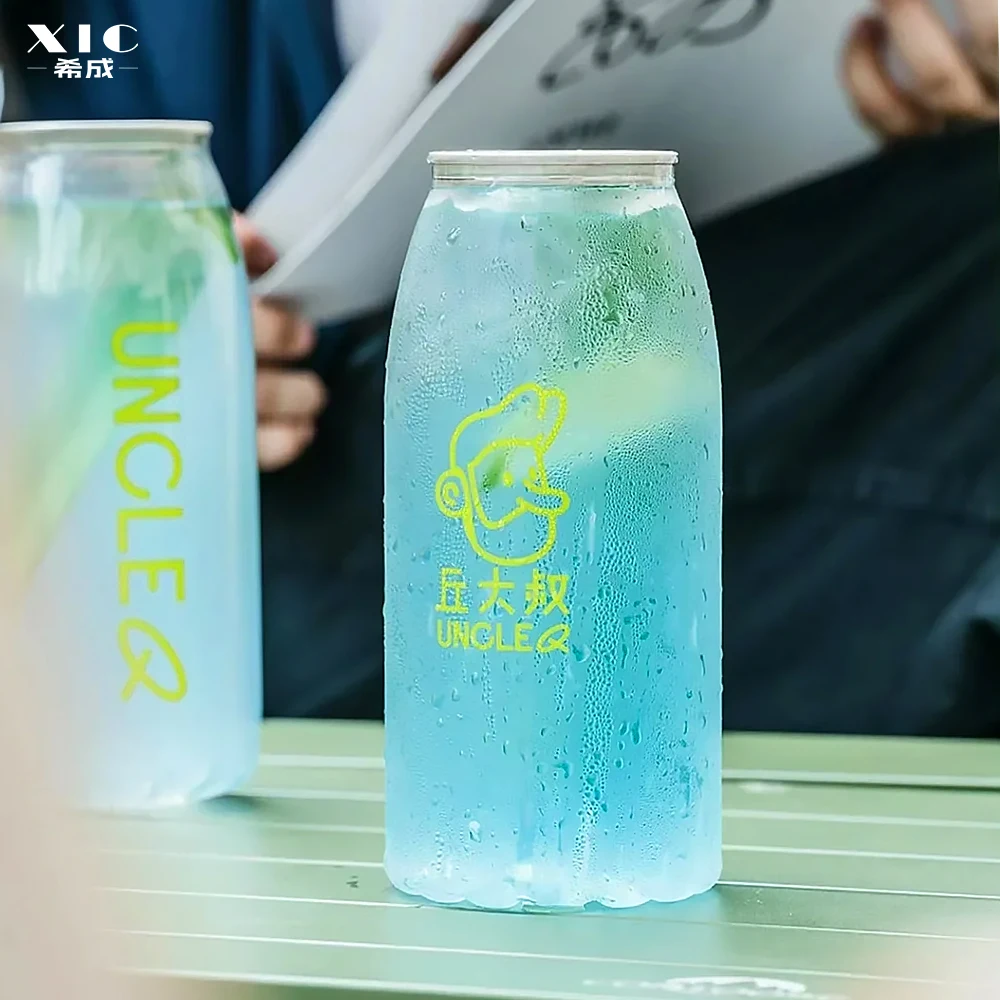

200pcs Hot Selling Printed Logo 330ml 500m L Beverage Plastic Can Transparent Milk Tea Juice Packaging Plastic Soda Cake Cans