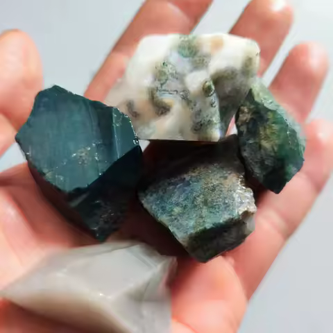 Natural Raw Moss Agate Rough Stone Quartz Crystals Rock Healing Reiki Mineral Aquarium Home Room Decoration Energy Stone