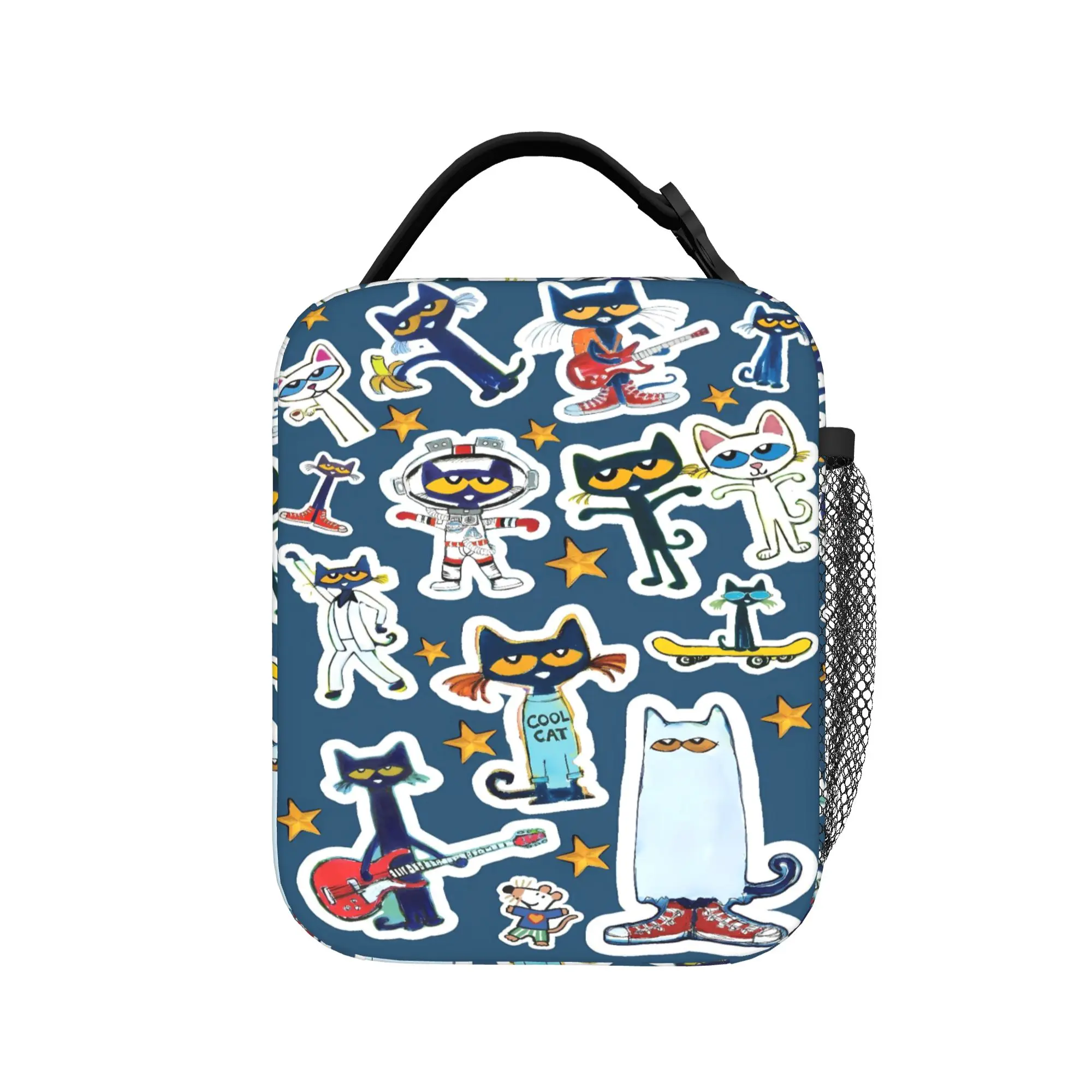 Pete The Cat I Love My White Shoes Cool Lunch Bag Picnic Lunch Box For Men Fun Print Thermal Lunch Bags Portable Cooler Bag