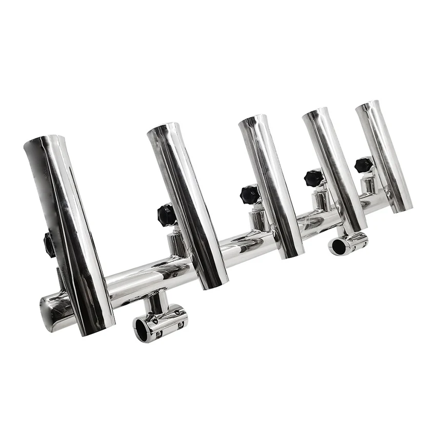 Boat Accessories 5 Tube Adjustable 304 Stainless Rocket Launcher Fishing Rod Holders, Can Be Rotated 360 Deg