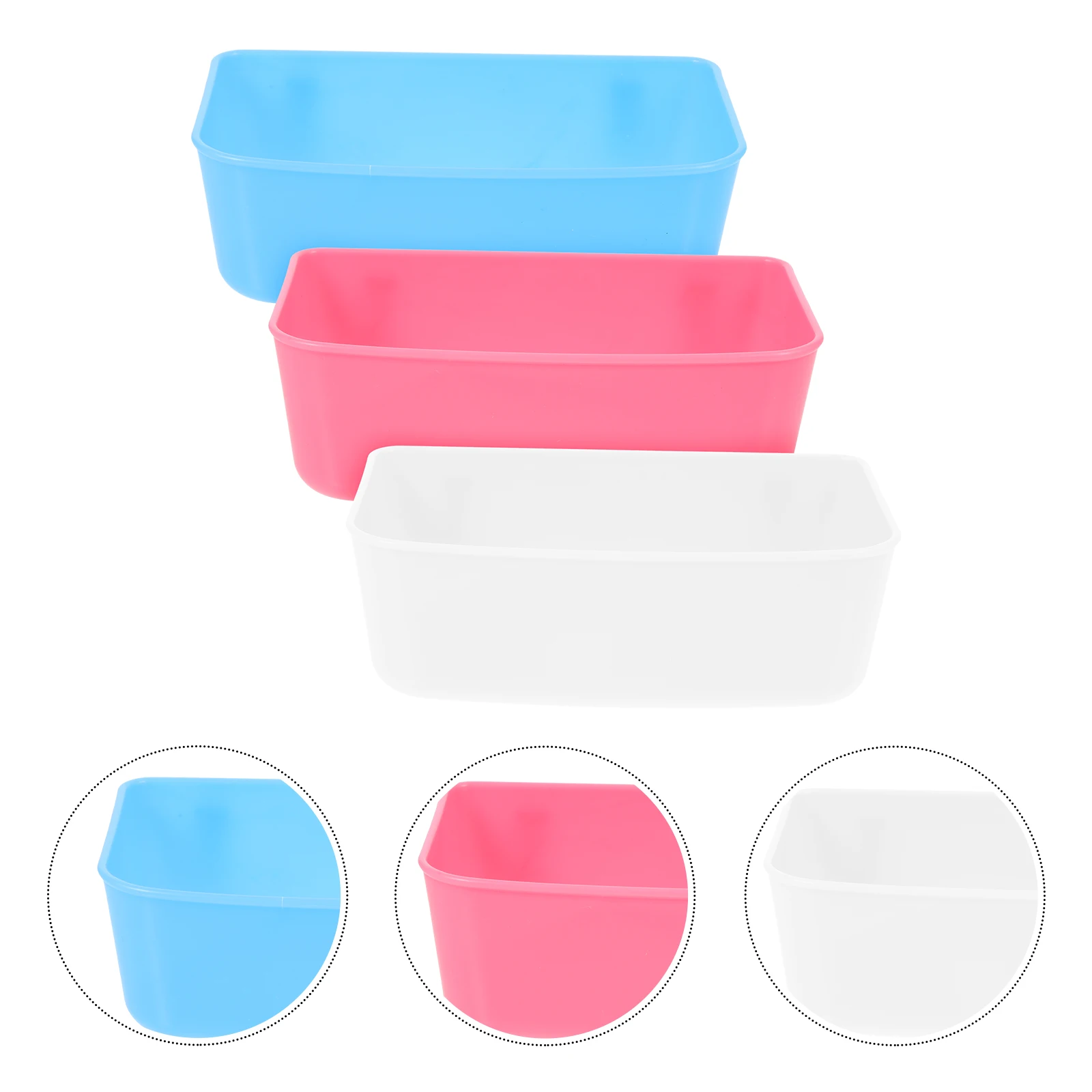 3 Pcs Food Box Feeder Cage Bowl Portable Container Large Capacity Sturdy Plastic Bird Feeder Bowl Pet Supplies Water Cup