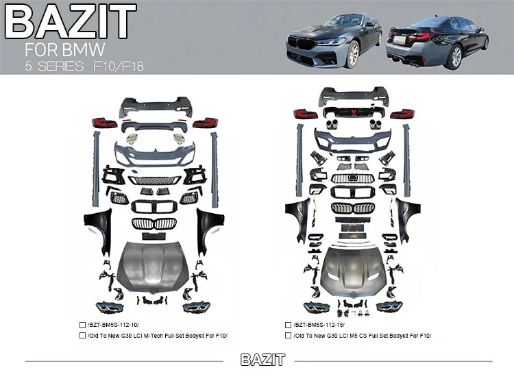 5 series F10/F18 Old To New G30 LCI M5 CS Full Set Body Kit For 10 for BMW