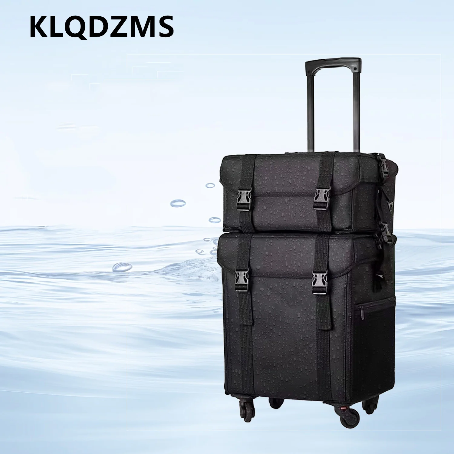 

KLQDZMS Women's Cosmetic Case Oxford Cloth Large-capacity Beauty Nail Box Carry-on Cosmetic Bag Travel Bag with Wheels Suitcase