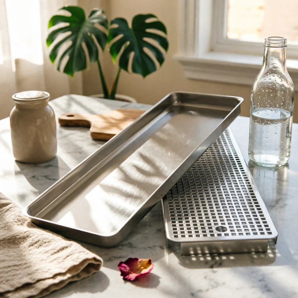 Stainless Steel Liquid-Catching Tray Tray Rounded Corners Perforated Liquid-Catching Tray Tray Bar Accessory Dishwasher Safe