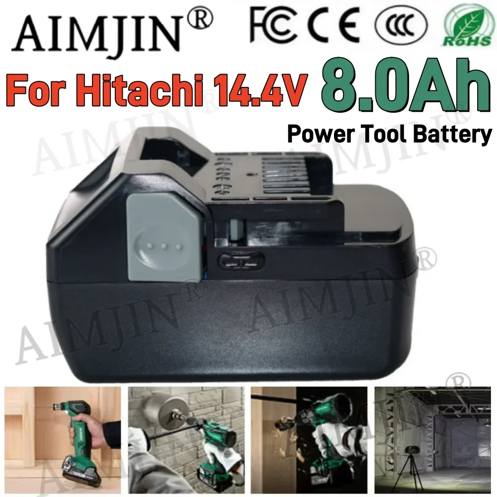 

8000mah Rechargeable Battery For Hitachi 14.4v 8.0Ah Replacement BSL1430 bsl1430 CJ14DSL BSL1440 CR14DSL BSL1415 Tool Battery