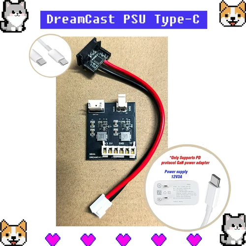 Nueva placa de alimentación Dreamcast PSU tipo C con puerto de 12V compatible con la fuente de alimentación de repuesto de la consola SEGA Dreamcast DC