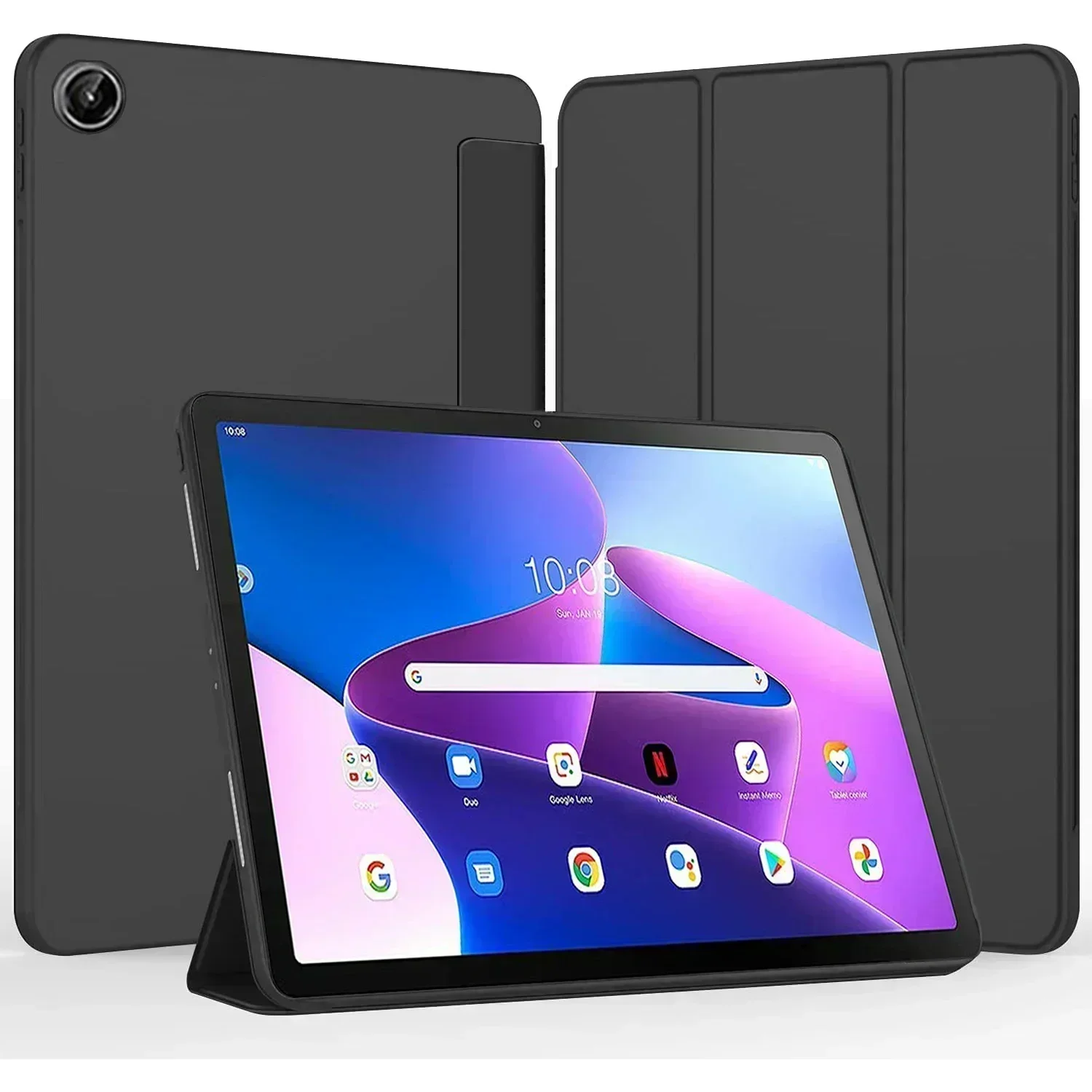 

Для Lenovo Tab M10 Plus 3-го поколения TB125FU TB-128FU Gen 3, чехол 10,61, тройной смарт-чехол из искусственной кожи для Xiaoxin Pad 2022 10,6 Funda