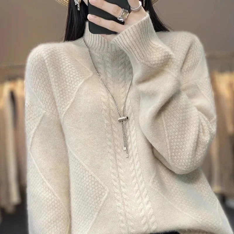 2023 New Pullover Turtleneck Sweater Women Fall Soft Knit Sweater Slim Elastic Korean Simple Basic Cheap Jumper Solid Tops