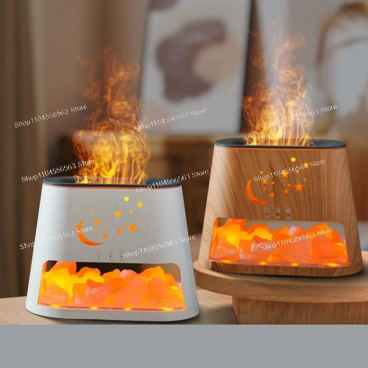 250ML Aromatherapy Essential Oil Diffuser With Himalayan Rock Salt Ultrasonic Himalayan Salt Lamp Flame Humidifier