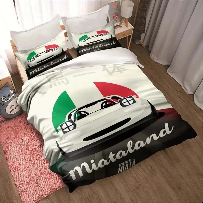 

3D Cartoon Miata MX-5 NA Racing Jdm Car Drift Bedding Set Double Twin King Duvet Cover Comforter Pillowcase Boys Girls Adults