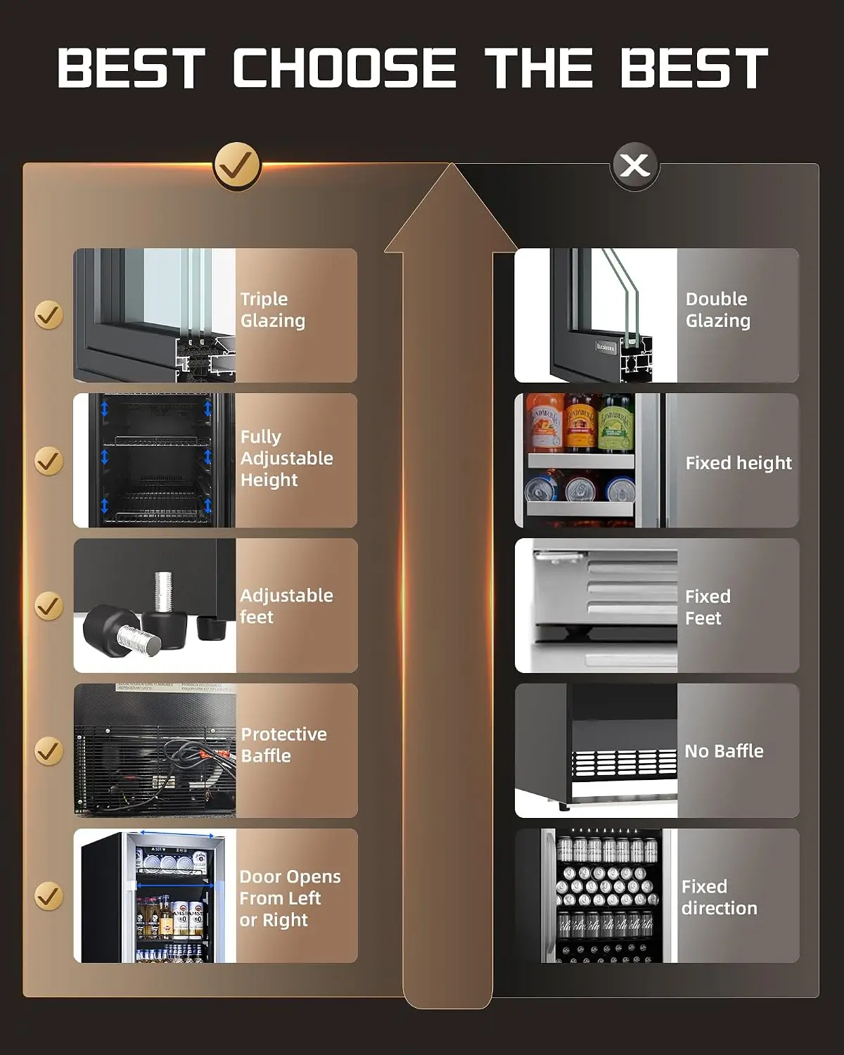 18 Inch Beverage Refrigerator, 160 Can Glass Door Drink Fridge, Custom