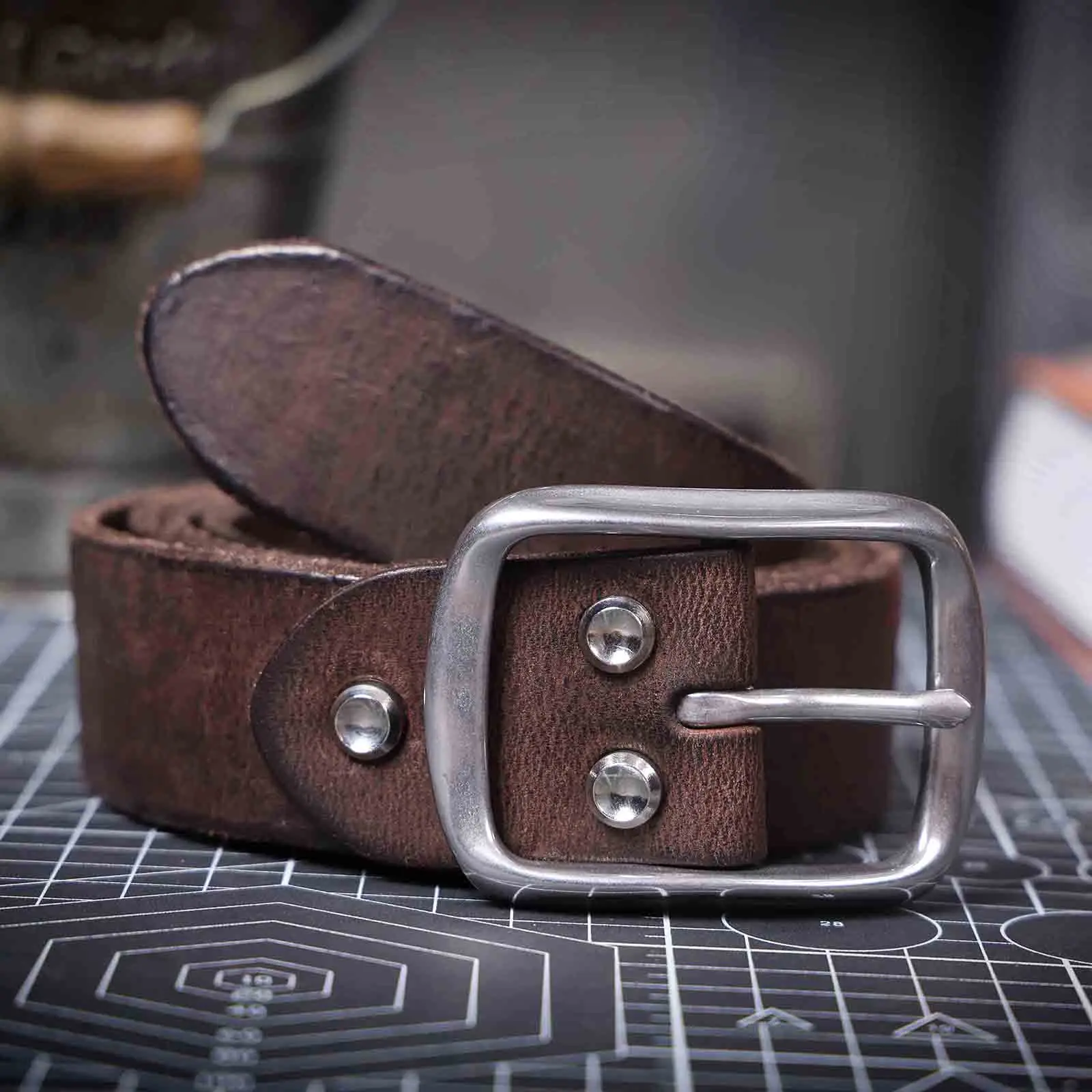 Vintage Echt leder Herren Rindsleder Gürtel Edelstahl Schnalle italienisches verdicktes Leder mit Geschenk box, ideale Wahl für Geschenk – Detail 13