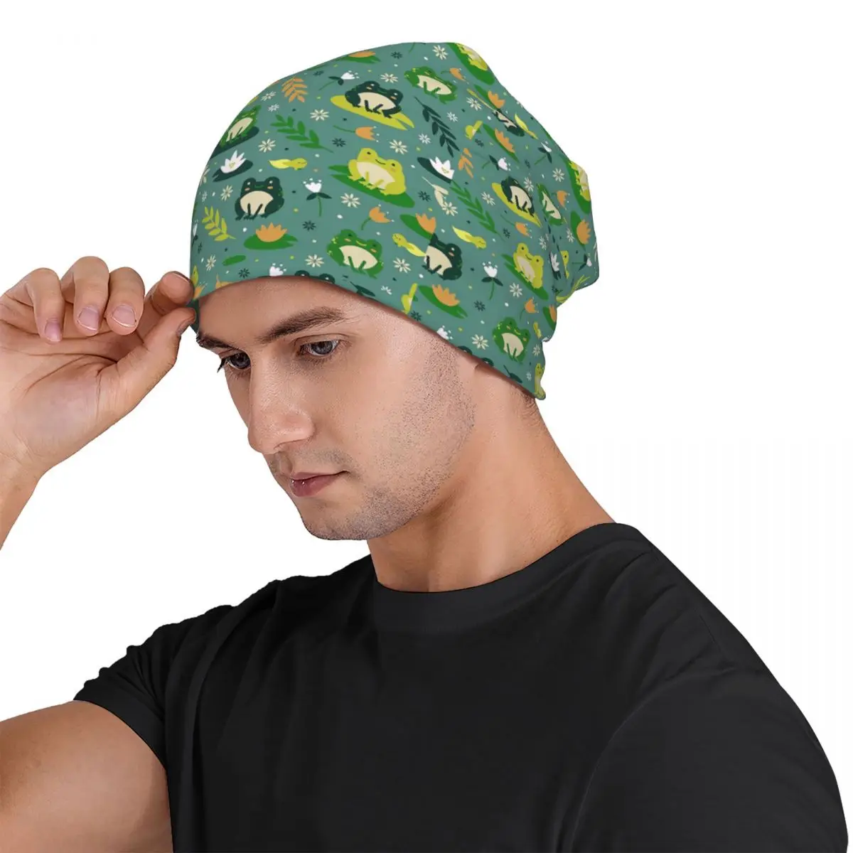 Cute Frogs Pattern Unisex Adult Beanies Caps Knitted Bonnet Hat Warm Hip Hop Autumn Winter Outdoor Skullies Hats