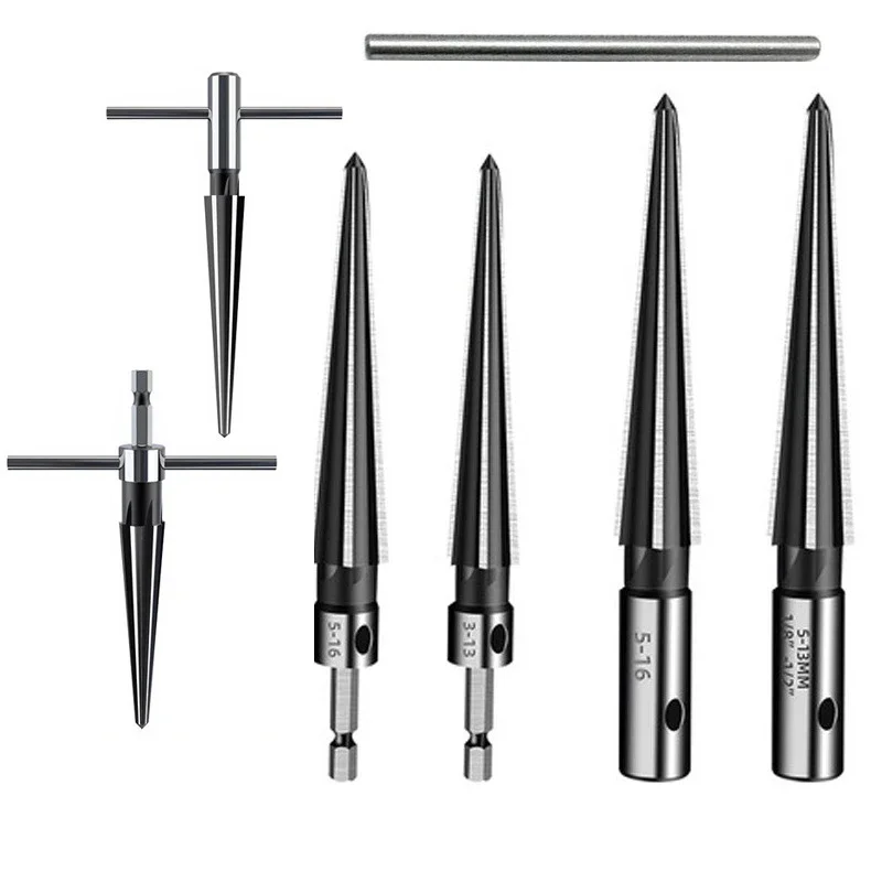

3-13mm 5-16mm Cone Reamer Round Shank Woodworking Tool Chamfer Electric Drill Hole Expanding Drilling Woodwork Taper Reamer