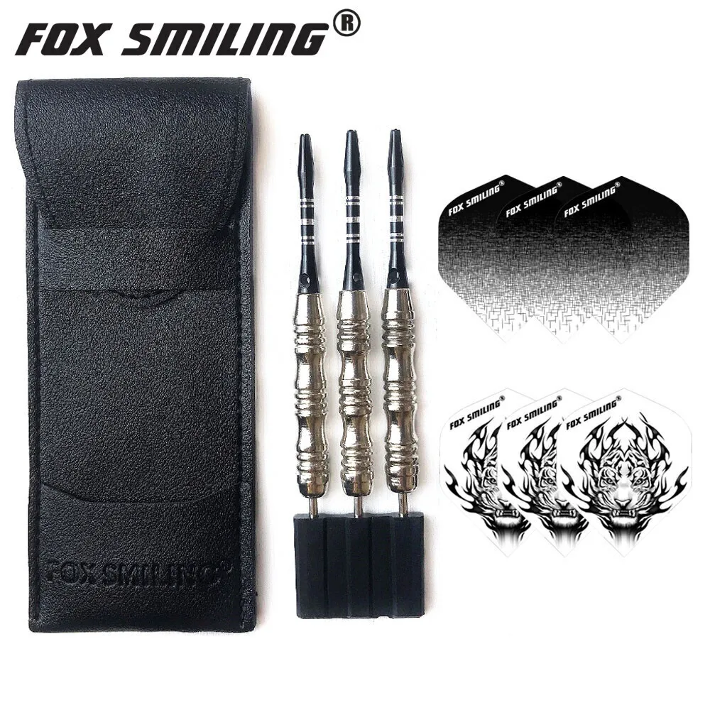 3 uds Fox sonriente punta de acero dardos 22g con ejes de dardos de aluminio juegos de pines de dardos de calavera