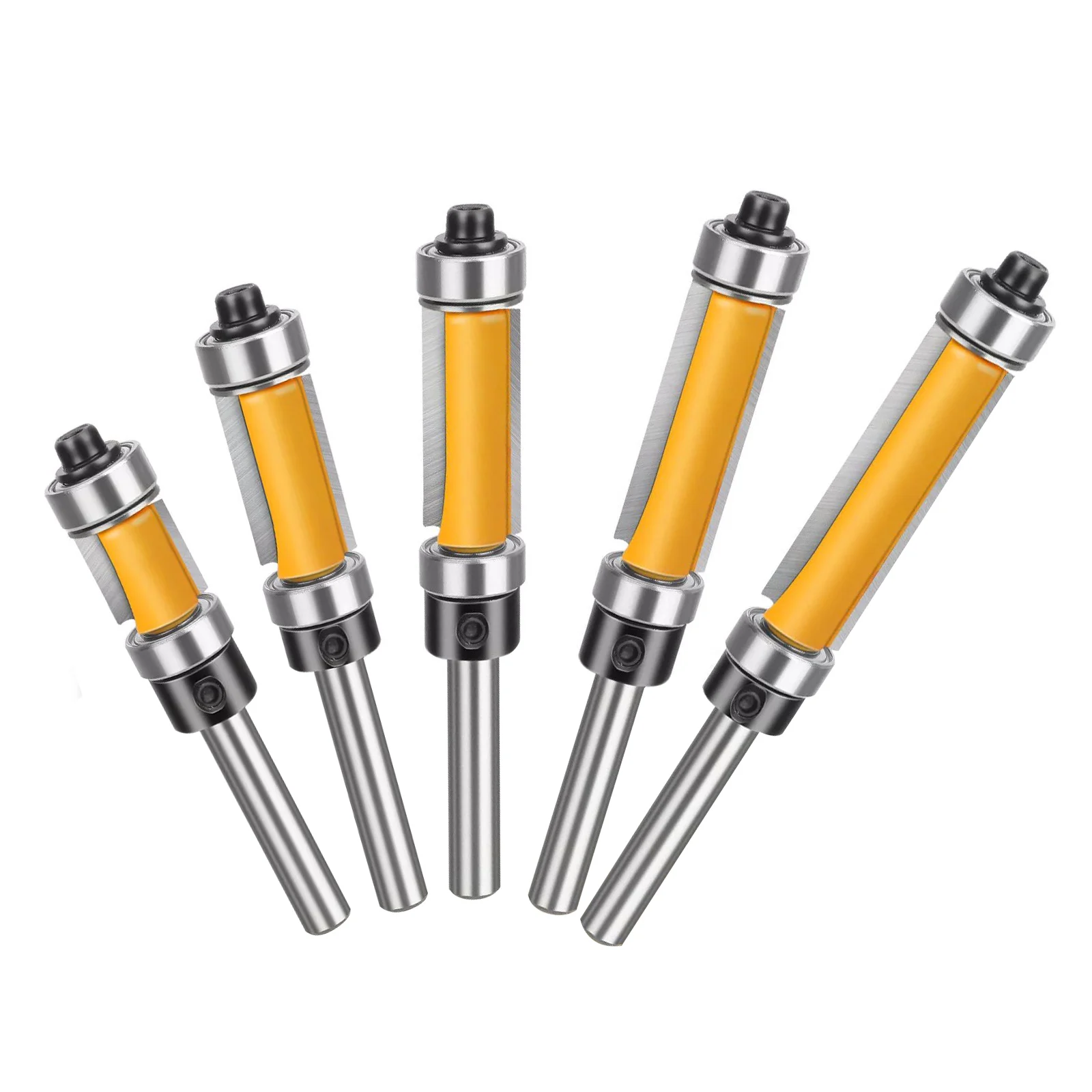 5pcs-flush-trim-router-bit-set-1-4-shank-1-2-carbide-tipped-top-bearing-straight-cut-bits-1-2-1-1-2-for-wood-trimming