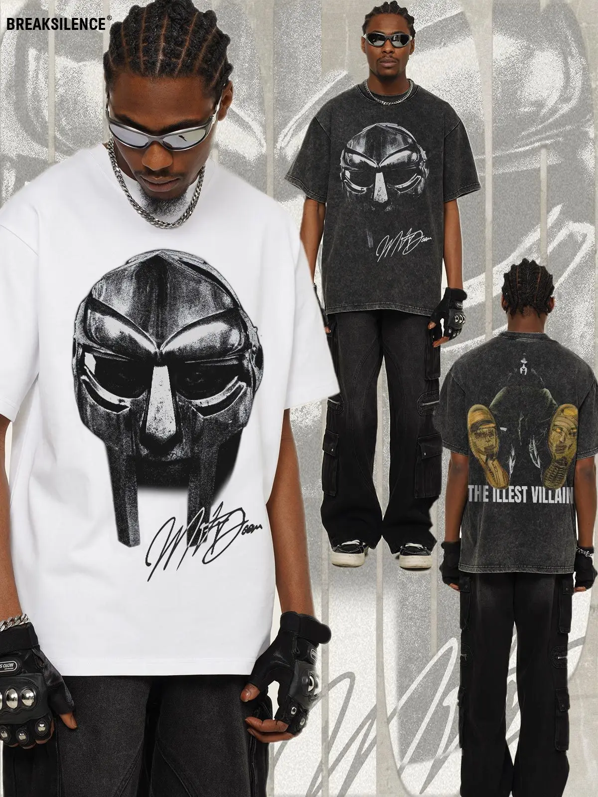 

2025 Madvillainy American Short-sleeved Printed T-shirt Men's and Women's Pure Cotton Street Retro Oversized Top