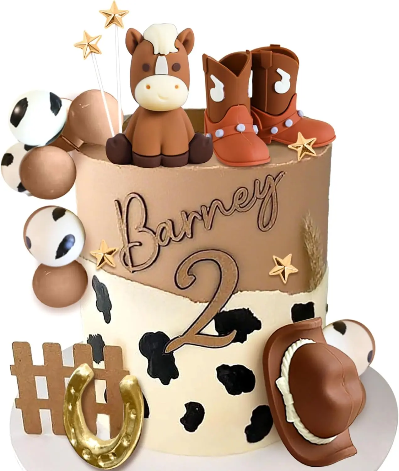 

Топпер для торта «Ковбойское родео»: украшения для торта в стиле вестерн с ковбойской тематикой, шляпой, сапогами и шариками в виде коров
