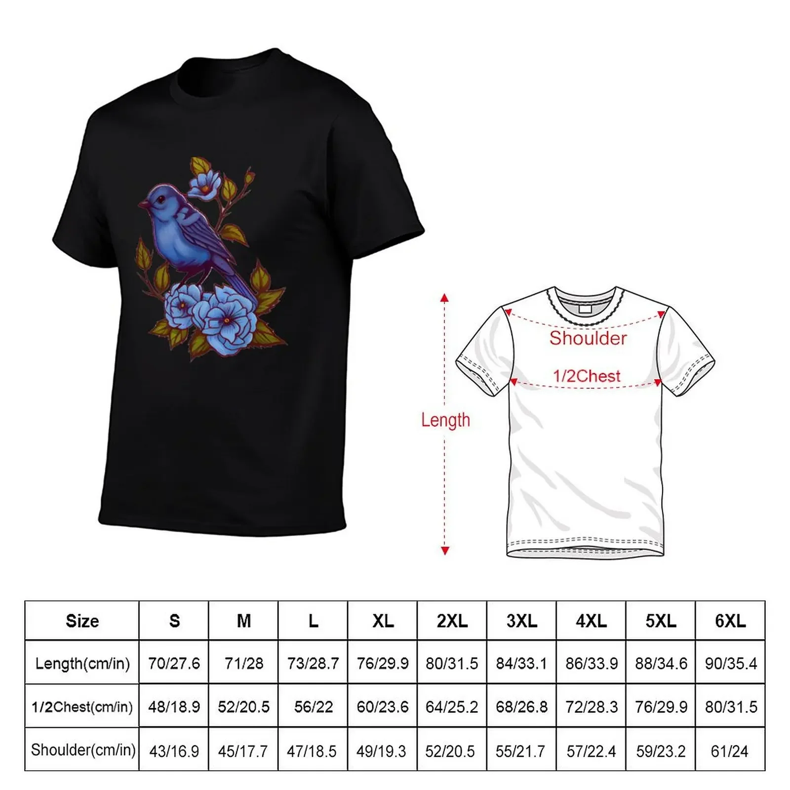 Blue Birds Tattoo T-Shirt kawaii clothes blacks sweat anime shirts men