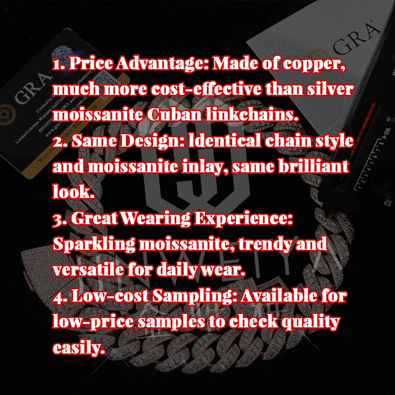 Moissanite 16MM VVS Raised Cuban Link Chain Rose Gold Plated Brass Iced Out Pass Diamond Tester Hip Hop Jewelry.