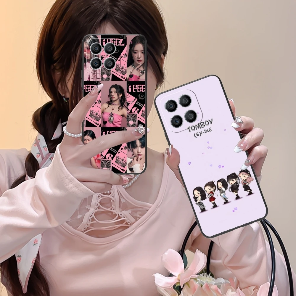 KPOP Gidle Painting Mobile Cell Phone Case for Huawei Honor 90 80 70 60 50 30 20 10 9 8 7 Pro S SE Lite 5G Black Cover Shell