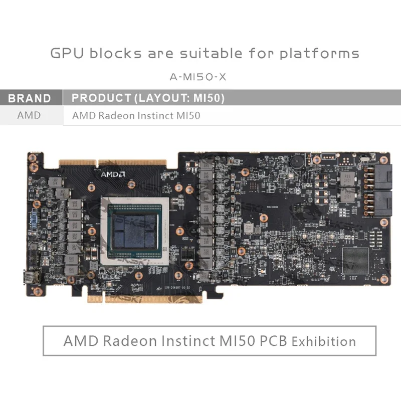 Bykski A-MI50-X GPU-Wasserblock, Verwendung für AMD Radeon Instinct MI50 Grafik/Grafikkarte, Acryl-Kupfer-Kühler, Kühler/ Ganzmetall