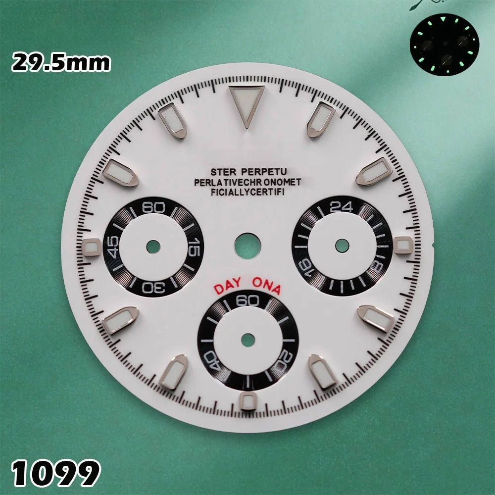 VK63 Dial 29.5mm DTN Panda Dial S-type VK63 Movement Green Luminous Watches for men Watch Modification Accessories