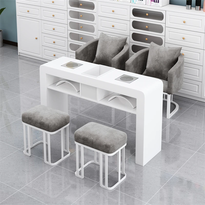 White Stand Nail Desk Design Profesional Modern Organizer Nail Table Chair Aesthetic Nagel Tische Manicure Furniture