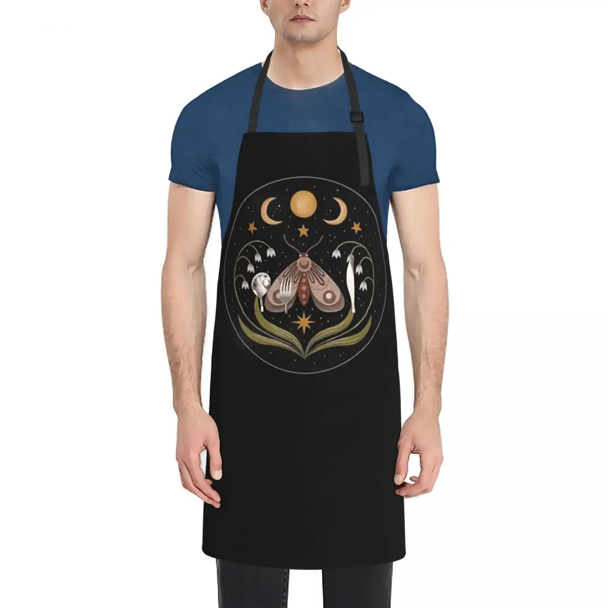 

Under The Three Moons Waterproof Kitchen Apron Woman's Cooking Men Chef Waiter Cafe Shop Barbecue Barber Kitchen Accessories