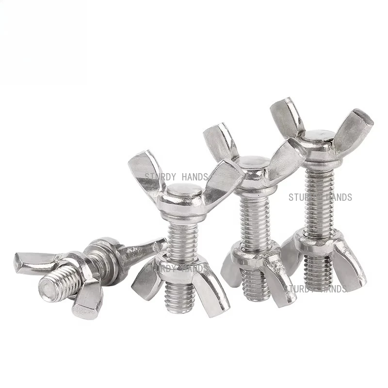 5pcs sets of stainless steel butterfly screw nut set hand twisted sheep horn screw bolt hardware accessories