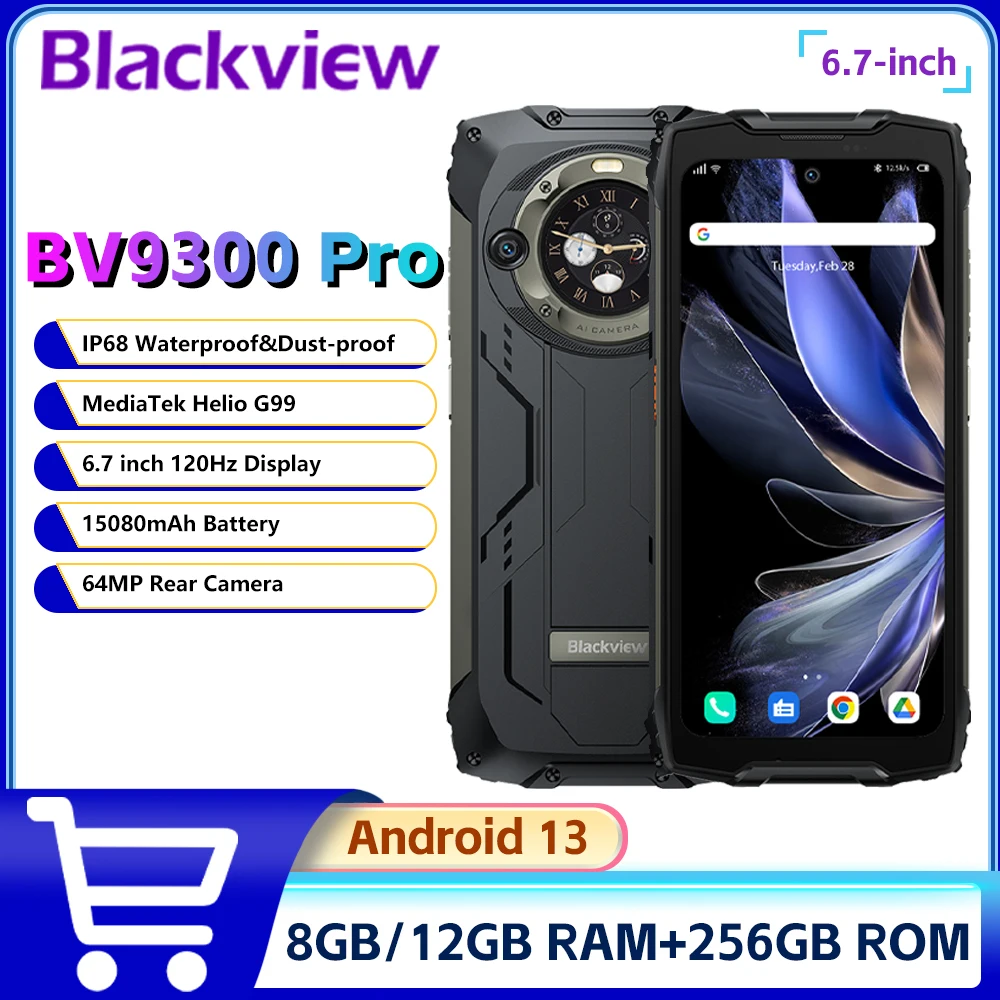 Blackview BV9300 PRO Rugged Smartphone Helio G99 8GB/12GB+256GB 6.7'' Mobile Phone 64MP 15080mAh 33W Fast Charge Cellphone