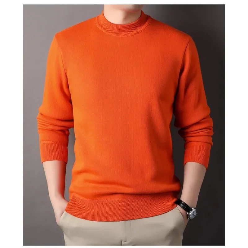 Sweater Men's 2024 Autumn and Winter Casual Loose and Trendy Plus Plush Thick Round Neck Knitted Sweater Base Shirt