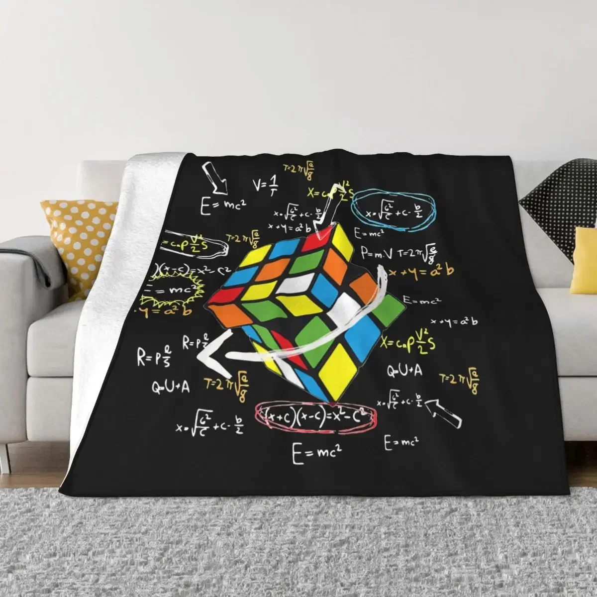 Math Rubik Rubics Player Cube Blankets Math Lovers Fleece Funny Soft Throw Blankets for Coverlet Decoration